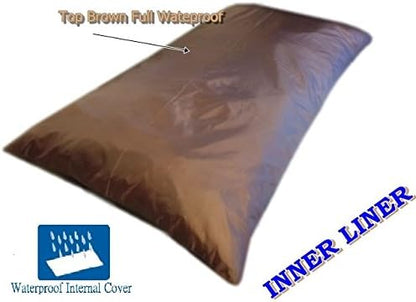 DIY Luxurious Brown Coral Fleece with Suede Fabric Case for Pet Bed or Pillow + Internal Half Waterproof Half Water Resistant Case for Medium Large Dogs - Covers ONLY Flat Style (47''x29'')