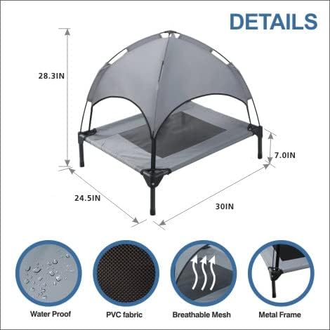 Small Elevated Dog Bed with Canopy 30IN Outdoor