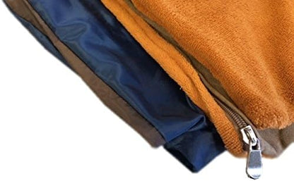 DIY Luxurious Brown Coral Fleece with Suede Fabric Case for Pet Bed or Pillow + Internal Half Waterproof Half Water Resistant Case for Medium Large Dogs - Covers ONLY Flat Style (47''x29'')