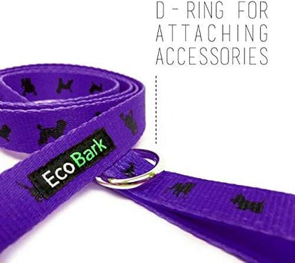 EcoBark Dog Leash - Soft & Reflective Comfort Training Leashes with Padded Handle - Strong Durable Heavy Duty - Training and Pulling for Small, Medium or Large Dogs (Purple)