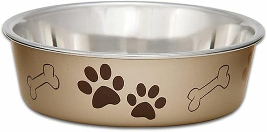 Loving Pets - Bella Bowls - Dog Food Water Bowl No Tip Stainless Steel Pet Bowl No Skid Spill Proof (Large, Champagne)