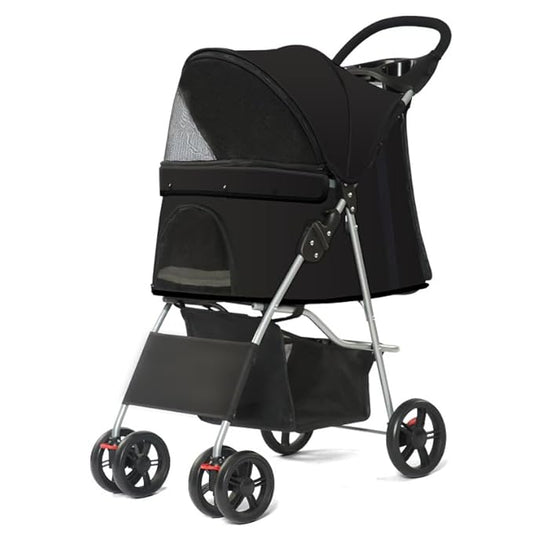 Petmolico Folding Dog Stroller Pet Stroller Waterproof Cats Travel Carrier Puppy Stroller with Cup Holder & Removable Liner