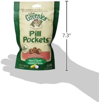 Feline Greenies Pill Pockets Cat Treats, Salmon, 45 Treats, 1.6 Oz. (Pack Of 6)