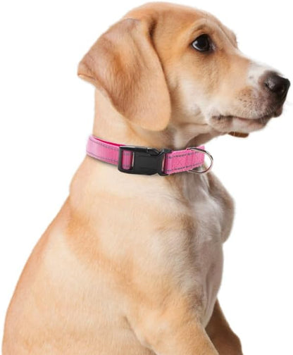 Dog Collar and Leash Set for Small,Medium,and Large Dogs,Ajustable Reflective Nylon Dog Collars and Leashes with Quick Release Buckle,Pink S(Collar+Leash)