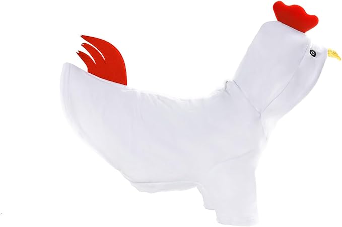 DELIFUR Dog Halloween Chicken Costume - Dog Thanksgiving Hoodies for Small Medium Pet Cute Animal Clothes Cosplay Sweatshirt for Boston Terrier (Chicken, Back: 19.5")