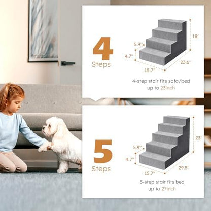 Heeyoo Dog Stairs for Small Dogs 5-Step Dog 23" High