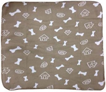 Puppy Blanket Bone House Bowl Prints Pet Cushion Small Dog Cat Bed Soft Warm Sleep Mat (Beige)