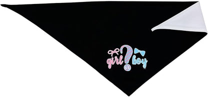 He Or She What Will It Be? Gender Reveal/Baby Announcement Dog Bandana,Pet Neckerchief for Pets Daily Wear Photo Prop Party Supplies (Black)