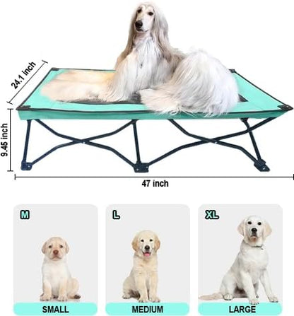 YEP HHO 47 Inches Long Elevated Folding Pet Bed Cot Travel Portable Breathable Cooling Textilene Mesh Sleeping Dog Bed (47 Inch (Pack of 1), Mint Green)