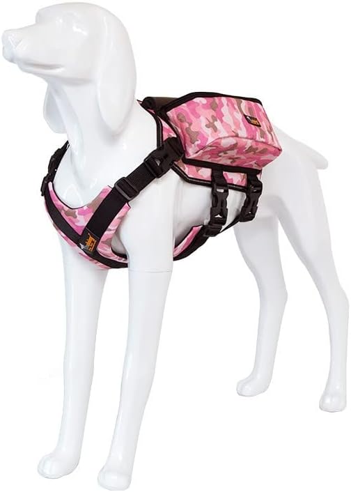 EM9N 新品 Dog Backpack Dogs Saddle Bag for Travel Camping Hiking Hound Pet Harness Travel Oxford Explosion Proof Medium & Large Dog Bulldog with 2 Side Pockets for Snacks (L, Pink)