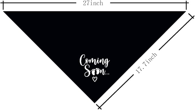 Coming Soon Dog Bandana, Black Dog Bandana, Baby Announcement Dog Bandana, Pet Dog Triangle Scarf, Pet Dog Scarf Accessories, Gift for Dog Lover, Dog Bandana for Small Medium Large Dogs (D36)