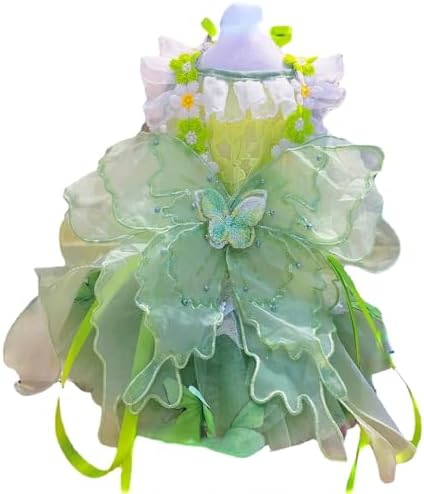 Dog Princess Dresses for Small Dogs Lolita Clothes Butterfly Costume Pet Girl Cute Coat Outfits Summer Costumes Puppy Handmade Skirt Cat Spring (XS