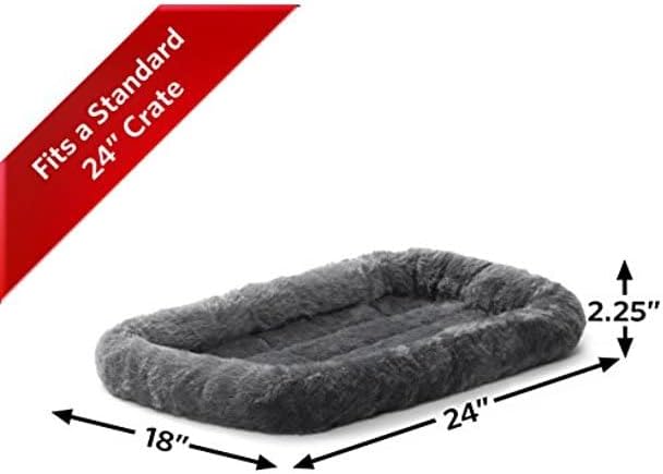MidWest Homes for Pets Bolster Dog Bed 24L-Inch Gray Dog Bed or Cat Bed w/ Comfortable Bolster 24-Inch Dog