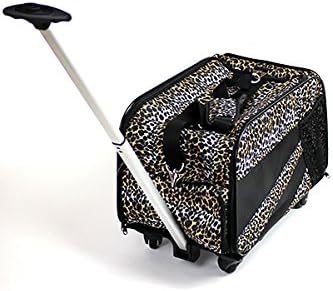 dbest products Pet Smart Cart, Medium, Leopard, Rolling Carrier with Wheels Soft Sided Collapsible Folding Travel Bag, Dog Cat Airline Approved Tote Luggage Backpack