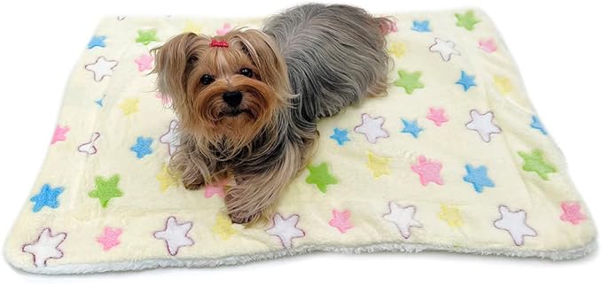 Klippo Double Layered Ultra Plush Dog/Puppy Blanket/Mat/Padding/Cover/Throw/Spread (Colorful Stars, Large)