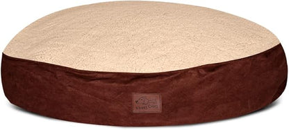 Floppy Dawg Universal Round Dog Bed Replacement Cover. Removable and Machine Washable Cover for Donut and Round Beds. Extra Large 43W. Brown with Beige Top