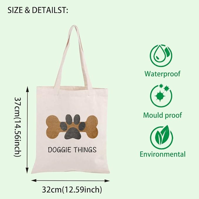 FOTAP Dog Lover Shopping Bag Dog Owner Tote Bag Doggie Things Tote Bag Dog Toys Tote Bag Dog Park Shopping Bag Doggie Gift