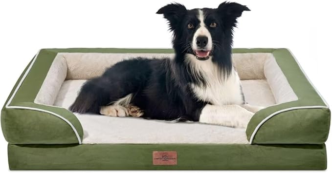 Waterproof Dog Beds for Large Dogs, Orthopedic Large Breed Dog Beds, Comfy Pet Bed Sofa with Washable Removable Cover & Non-Slip Bottom(Large,Light Green)