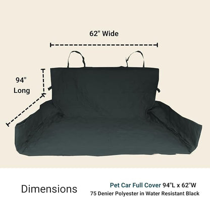 Deluxe Quilted and Padded Dog Pet Car Back Seat Cover with Comforting Fabric 62"x94", BLACK