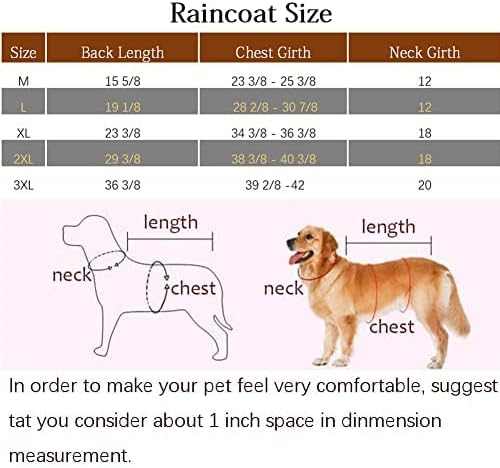 NACOCO Large Dog Raincoat Adjustable Pet Water Proof Clothes Lightweight Rain Jacket Poncho Hoodies with Strip Reflective (L