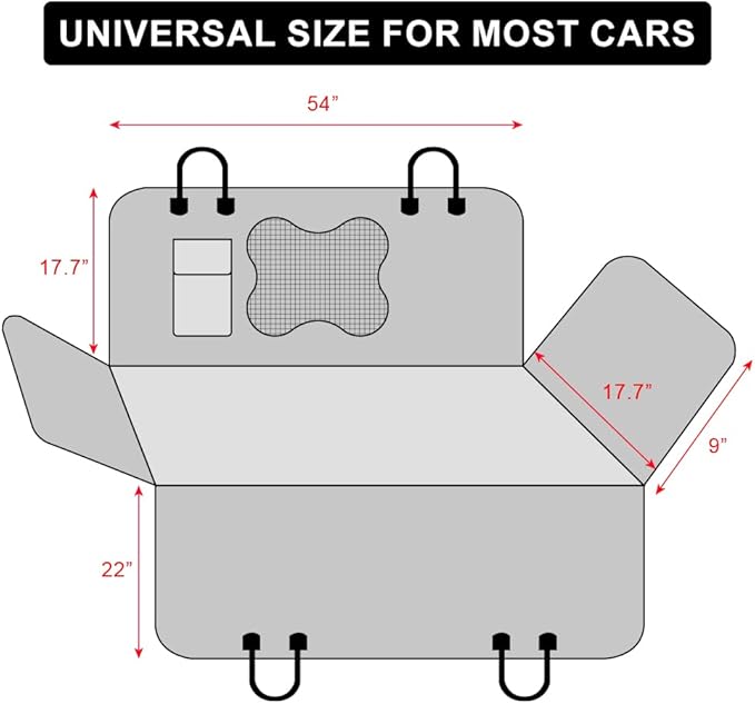 PLUTUS PET Dog Car Seat Cover for Back Seat with Side Flaps and Mesh Window