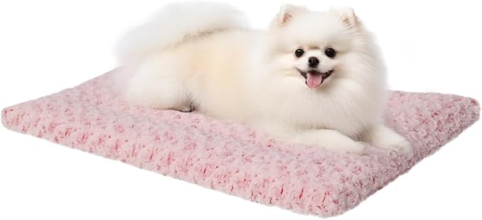 Washable Dog Bed Mat Reversible Dog Crate Pad Soft Fluffy Pet Kennel Beds Dog Sleeping Mattress for Large Jumbo Medium Small Dogs 29 x 18 Inch,