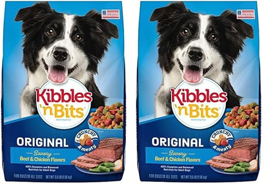 Kibbles 'n Bits Original Savory Beef & Chicken Flavors Dry Dog Food, 3.5 Pound Bag (Pack of 2)