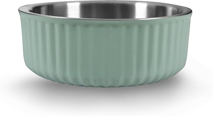 Stainless Steel Pet Bowl - Dog Food Bowl with Anti-Skid Bottom - Metal Cat Bowls - Water Bowl for Small, Medium, and Large Pets - Rust-Proof and Dishwasher-Safe (Green, 40 Oz/1200ml)