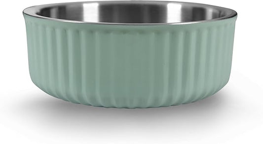 Stainless Steel Pet Bowl - Dog Food Bowl with Anti-Skid Bottom - Metal Cat Bowls - Water Bowl for Small, Medium, and Large Pets - Rust-Proof and Dishwasher-Safe (Green, 40 Oz/1200ml)