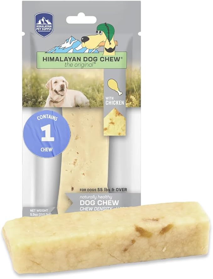 Himalayan Dog Chew Original Yak Cheese Dog Chew, Chicken, 1 X-Large Stick, 5.3 oz, Gluten Free, Healthy Dog Treats, Grain & Lactose Free 100% Natural, Long Lasting Dog Chews for Dogs Over 55 lbs