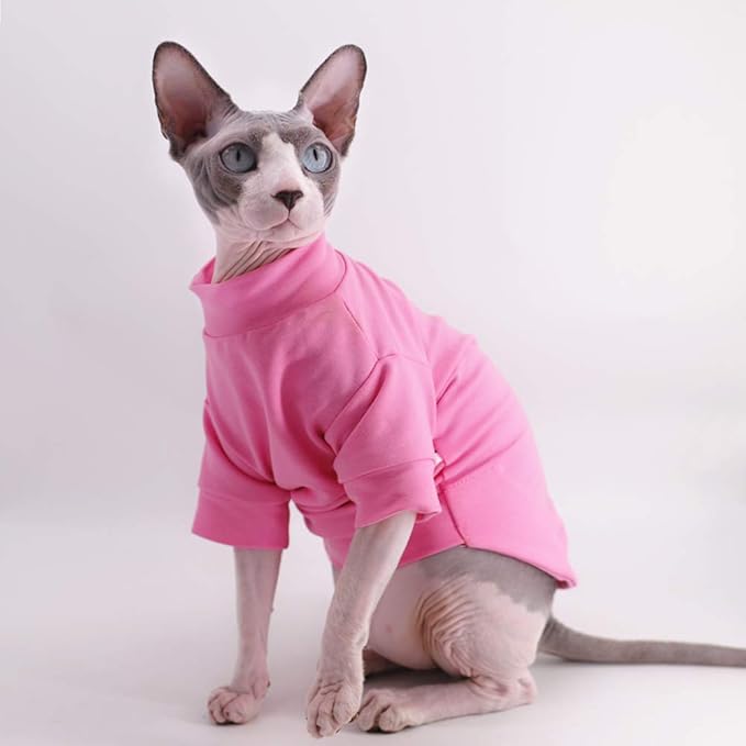 Sphynx Hairless Cat Cotton Tshirts Pet Clothes (3.3-5 lbs),