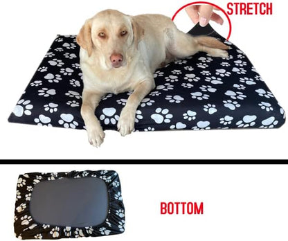 Furever Dogbed SLIPCOVER-Stretchy, Soft Pet Bed Cover-Universal-Easy to Remove (Zipper Free) -Black/Large