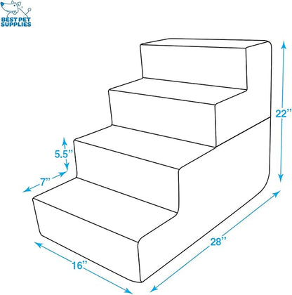 Best Pet Supplies Portable Foldable Foam Pet Stairs/Steps for Couch 4-Step (H: 22")