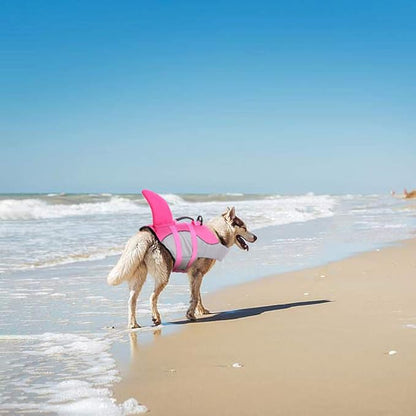 Queenmore Dog Life Jacket Ripstop Shark Dog Safety Vest Adjustable Preserver with High Buoyancy and Durable Rescue Handle for Small