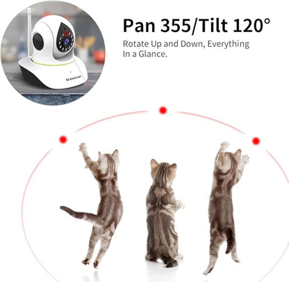 VSTARCAM Pet Camera with Laser, 3MP 2.4GHz WiFi Interactive Dog & Cat Laser Toy Camera with Night Vision, Motion Detection Alerts, APP Remote Control Indoor Security Camera for Pet Monitoring