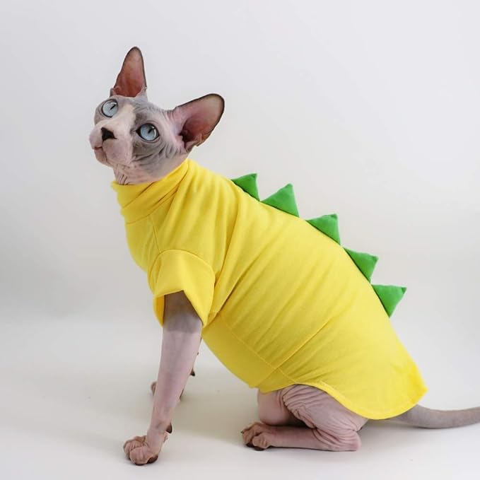 Dinosaur Design Sphynx Hairless Cat Clothes Cute Breathable Summer Cotton Shirts Cat Costume Pet Clothes