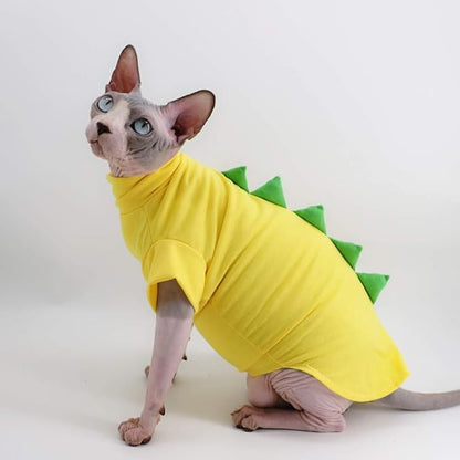 Dinosaur Design Sphynx Hairless Cat Clothes Cute Breathable Summer Cotton Shirts Cat Costume Pet Clothes