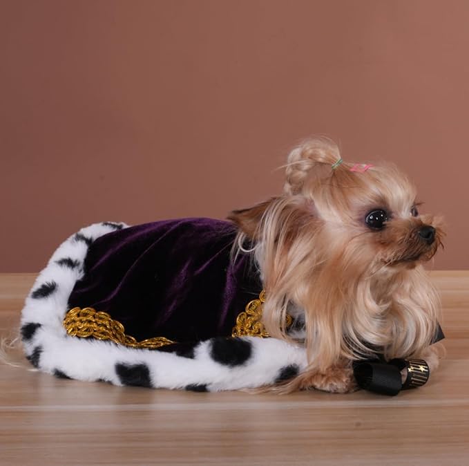 Lovelyshop pet serial Lux Fur Purple Cat Dog Cloak for Halloween costumes