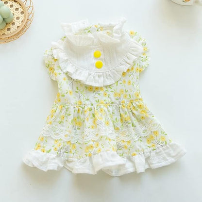 Floral Dog Princess Dress Cute Dog Skirt
