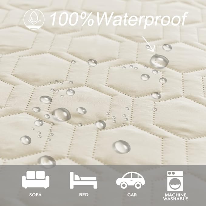 Waterproof and Anti-Slip Dog Bed Cover and Pet Blanket Sofa Pet Bed Mat ，car Incontinence Mattress Protectors Furniture Couch Cover for Most Cats Dogs Pets（68x82- Ivory）