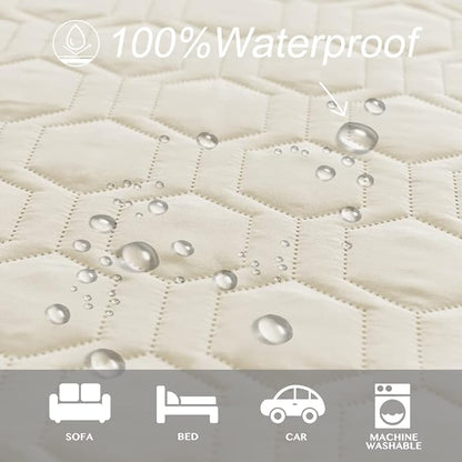 Waterproof and Anti-Slip Dog Bed Cover and Pet Blanket Sofa Pet Bed Mat ，car Incontinence Mattress Protectors Furniture Couch Cover for Most Cats Dogs Pets（68x82- Ivory）