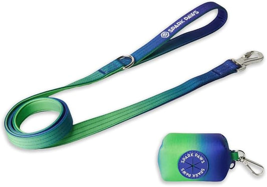 Spark Paws Premium Dog Leash & Poop Bag Set - Heavy-Duty Alloy Hook for Strong Pulling Breeds - Comfortable, Durable & Secure - Lime Wave