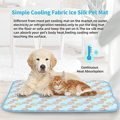 NWK Pet Cooling Mat -27.5’’ X 20’’ Ice Silk Cooling Mat for Dogs & Cats Portable & Washable Pet Cooling Blanket, Car Seats, Beds for Summer (Blue Toy, Medium)