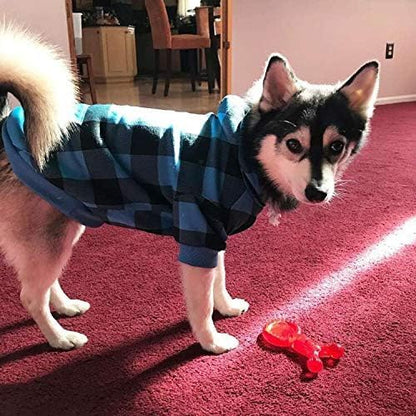 KOOLTAIL Plaid Dog Hoodie Pet Clothes Sweater with Hat and Pocket for Small Medium Large Size Dogs
