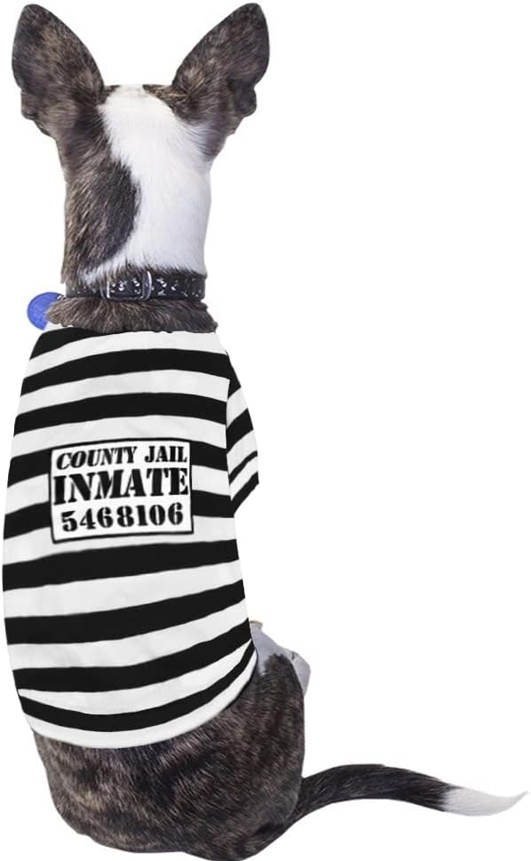 Halloween Pet Dog Costume Funny Cute Halloween Outfit Shirt for Small Dogs and Cats (Prisoner