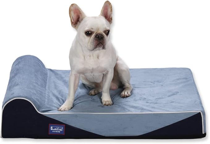 Laifug Orthopedic Memory Foam Dog Bed with Pillow and Durable Water Proof Liner & Removable Washable Cover & Smart Design Medium (34"x22"x7")