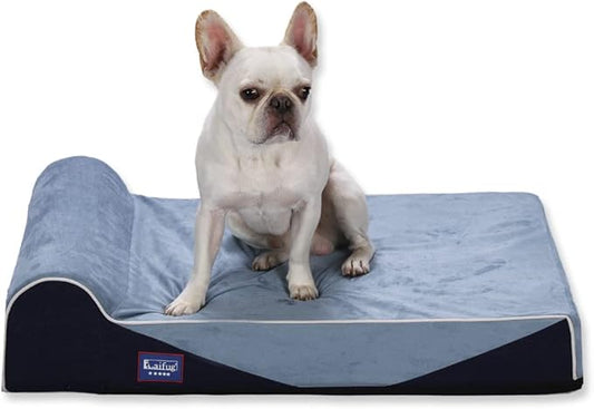 Laifug Orthopedic Memory Foam Dog Bed with Pillow and Durable Water Proof Liner & Removable Washable Cover & Smart Design Medium (34"x22"x7")