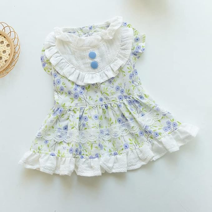 Floral Dog Princess Dress Cute Dog Skirt