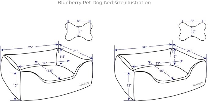 Blueberry Pet Fully Removable Washable Dog Bed 34" x 24" x 12", 11