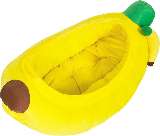 YML Banana Pet Bed - Cute Funny Fruit Bed with Removable Cushion for Dogs, Indoor Cats, Rabbits, Small Animals - 38 Inch, Yellow